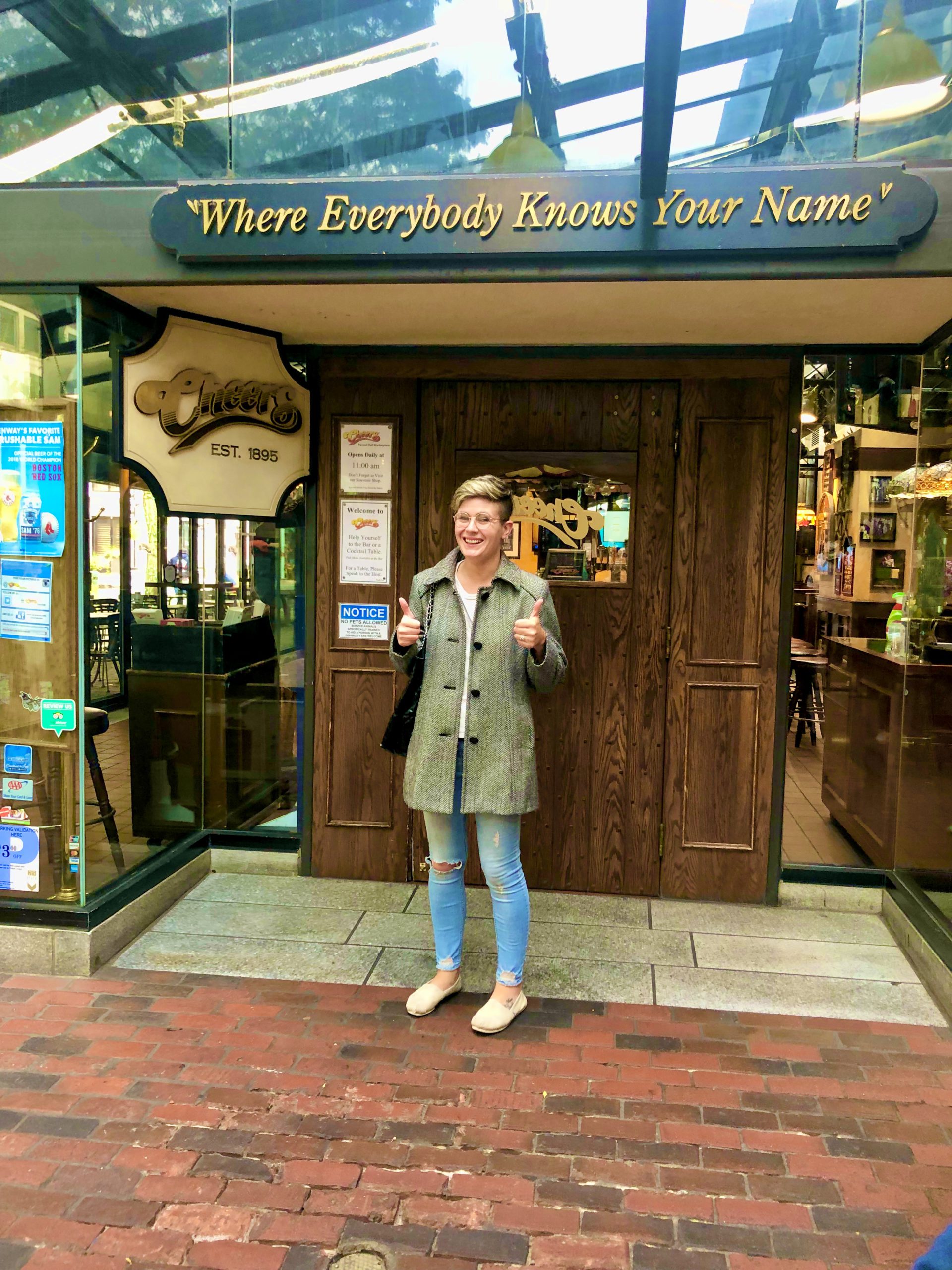 Emma-Jane outside Cheers in Boston 2019